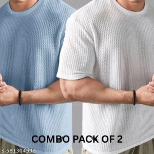 Pack of 2 Men’s Oversized Waffle Knit T-Shirts – Premium Comfort Collection